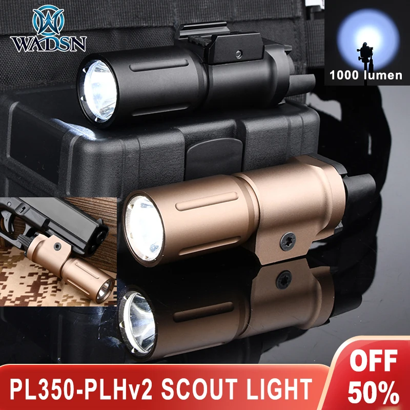 WADSN PL350-PLHv2 Tactica Flashlight 1000lumens HIght Power White Light Outdoor Hunting Weapon Pistol Scout Light For 20mm Rail