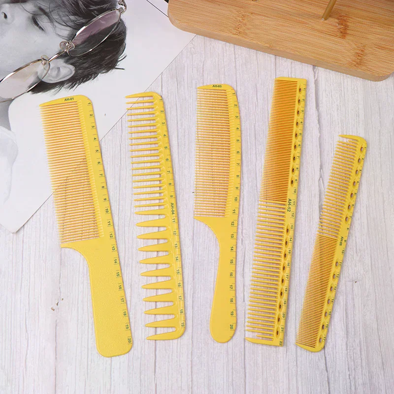 Yellow Hair Cutting Comb Hairdresser Professional Hairdressing Pointed Tail Comb Barber Shop Men's Broad Tooth Hairbrush