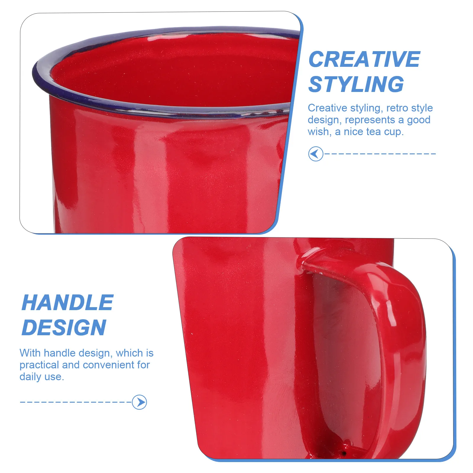 

2 Pcs Tea Mugs Enamel Cylinder Camping Coffee Metal Cups Water Red Teacup Travel