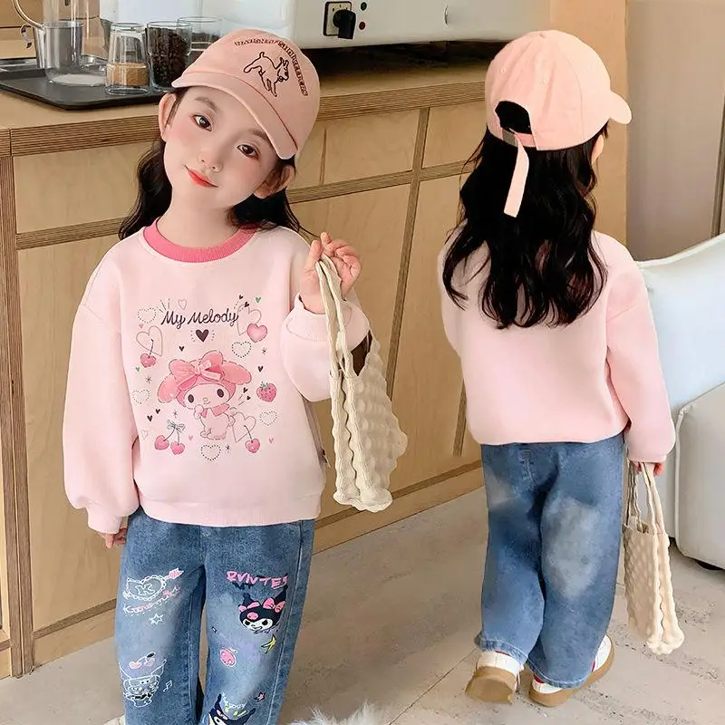 سانريو بلدي ميلودي فتاة الخريف مجموعات ملابس علوية بأكمام طويلة للربيع البلوز القمم جينز غير رسمي السراويل Kawaii أنيمي موضة ملابس الأطفال الجديدة