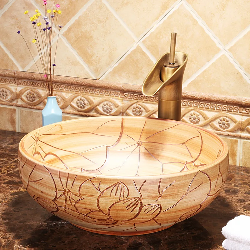 

Art Inter-Platform Basin Bathroom Inter-Platform Basin Bathroom Washbasin Ceramic Sink Vintage Marble Table Basin