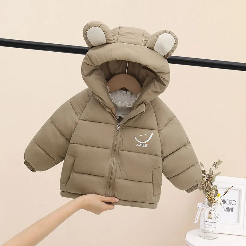 Children\'s Cotton Jacket 1-7 Year Old Boy and Girl Winter Warm Fashion printing Hooded Down overcoat Thickened New Kids Garments