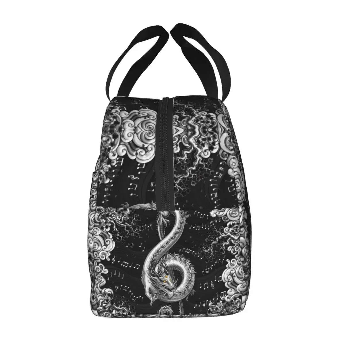 Treble Clef Music Notes Dragon Lunch Bag Men Women Warm Cooler Insulated Lunch Box for Kids School Work Food Picnic Tote Bags