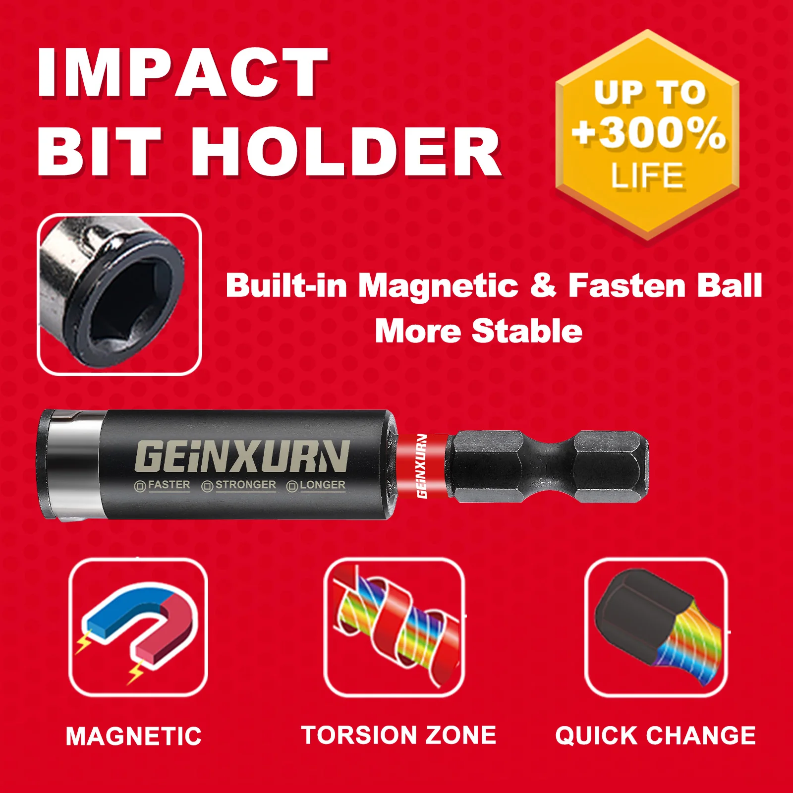 Geinxurn Impact HEX Screwdriver Bits Set, 2” Magnetic(1.5-8) S2 Steel Driver Bits and Bit Holder with Soft Hanging Strips