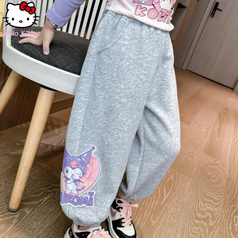 

Kawaii Girls Kuromi повседневные брюки с блестками аниме мультфильм весна и осень новые модные спортивные штаны спортивные повседневные дышащие брюки
