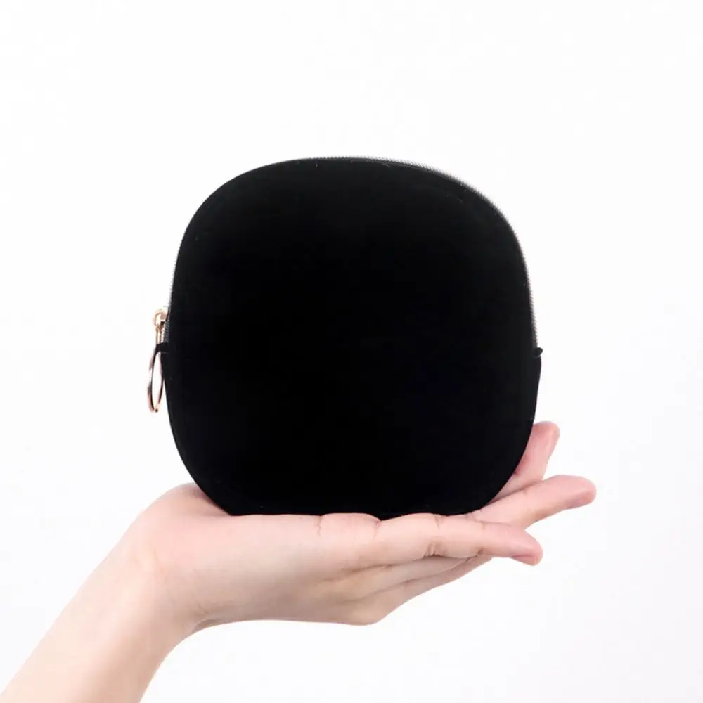 Portable Velvet Mini Makeup Bag Square Round Elegant Cosmetic Organizer Bag Black Jewelry Pouch Gifts