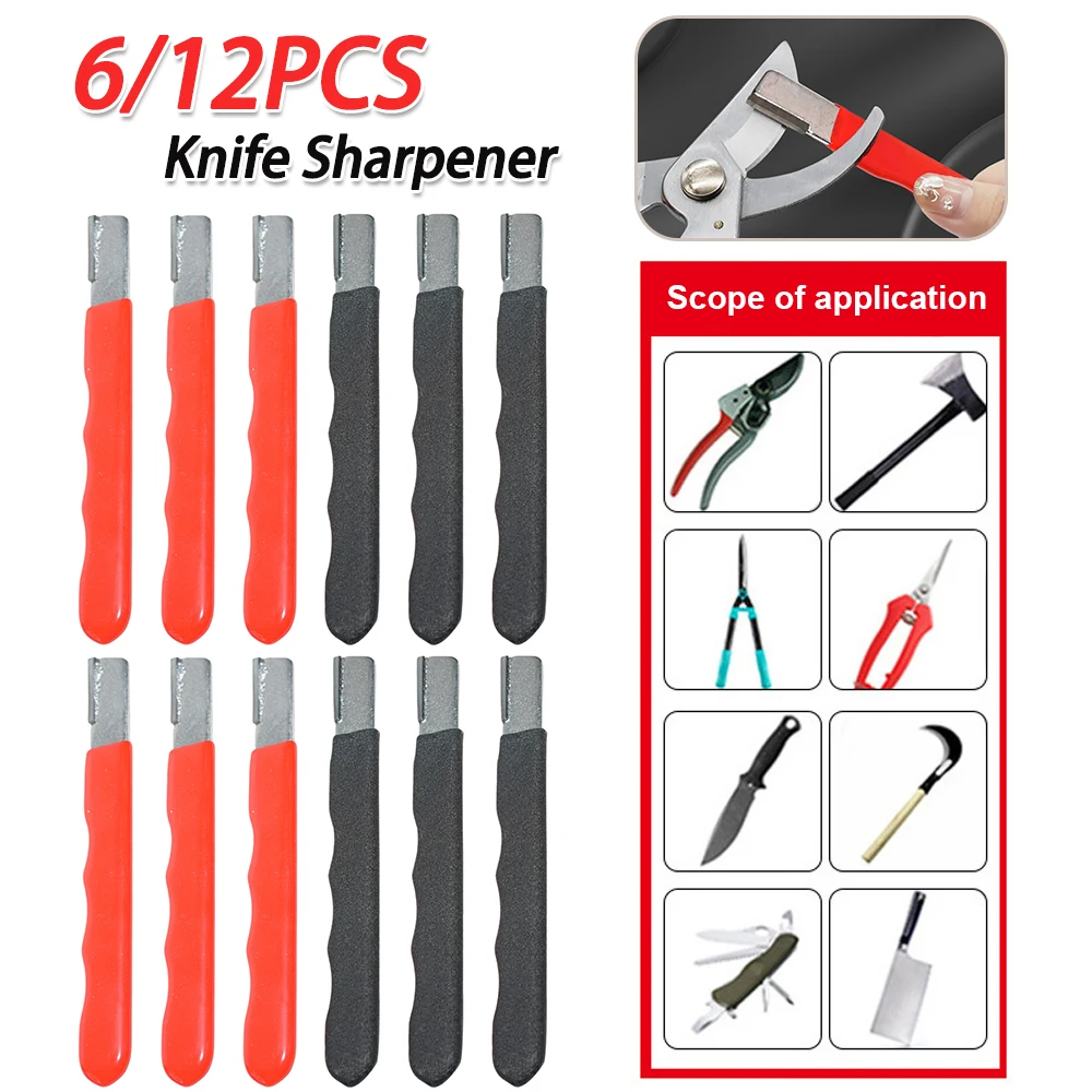 

6/12PCS Pocket Sharpening Stone with Cover Scissors Sharpener Stainless Steel Garden Shears Sharpening Tool for Kitchen Garden