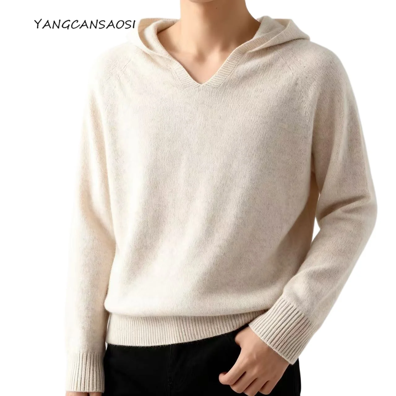 2025 여성 가을 의류 마이야르 스타일 의상 100% 순모 무봉제 원피스 긴 소매 후드 니트 탑