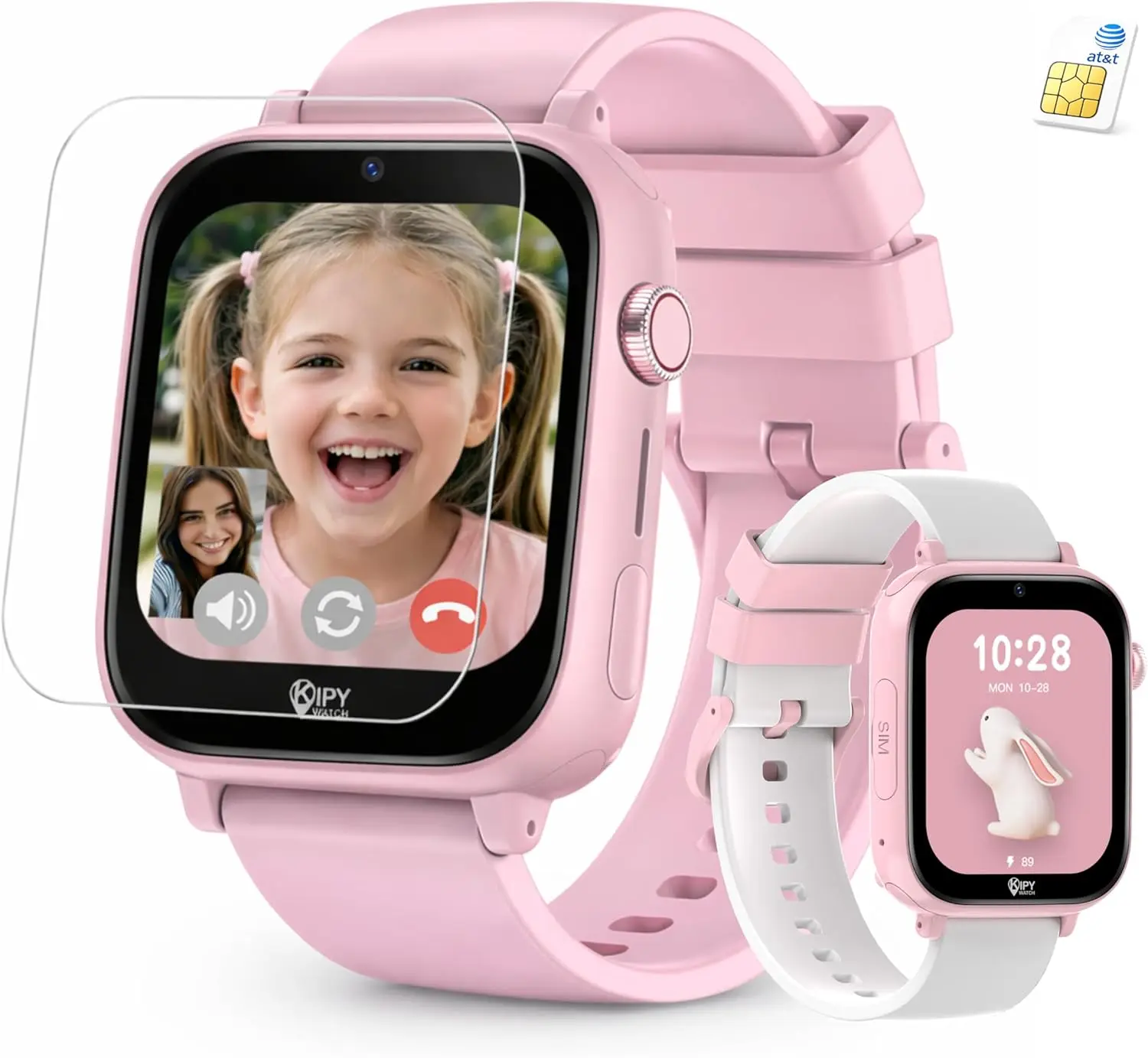 

Kids GPS Smart Watch with Camera, Voice Call & Parental App - Safe Zones Alert, School Mode, White Strap Included
