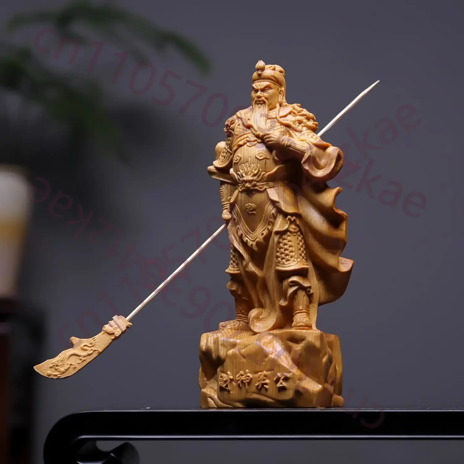 Feng Shui Wooden Guan Gong Statue Hand Carved God War Wealth Protector Figurine Ornament Lucky Home Office Desktop Decor Gift