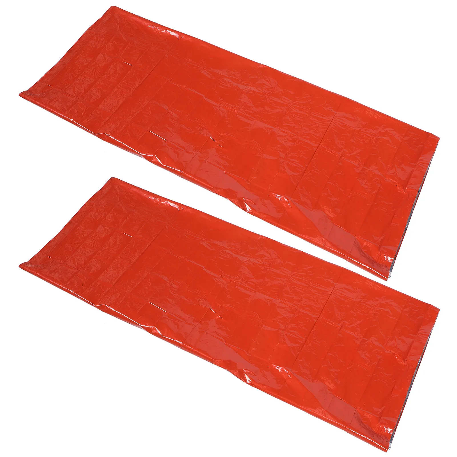 2PCS Practical PE Emergency Blanket Portable Survival Sleeping Blanket Thermal Blanket for Outdoor Hiking Climbing (Orange)