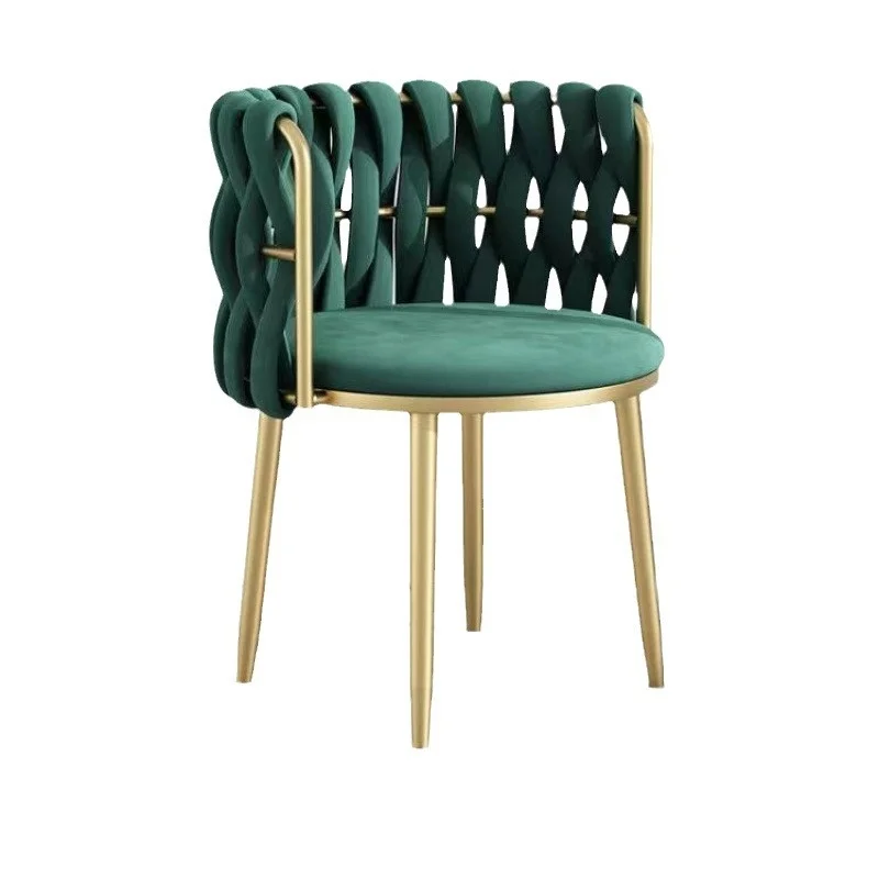

Modern Nordic Dining Chair Soft Bag Backrest Luxury Light Leather Iron Frame Home Furniture Kitchen Living Room Study Restaurant