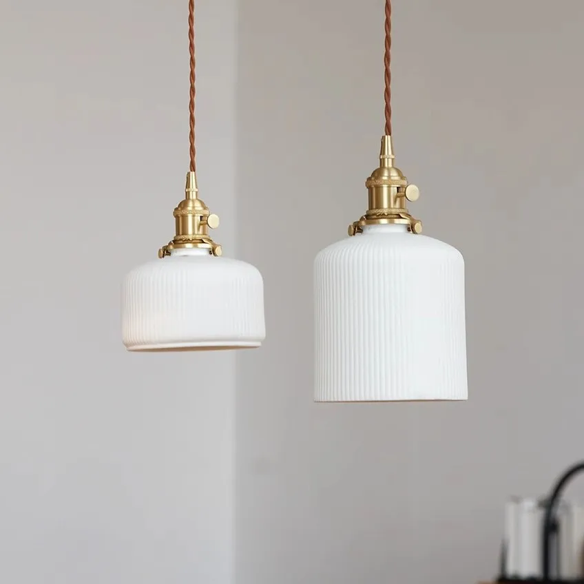 

Japanese Minimalist Brass Retro Chandeliers Tavern Living Room Bedroom Bedside Restaurant Bar Bed Breakfast Ceramic Chandelier