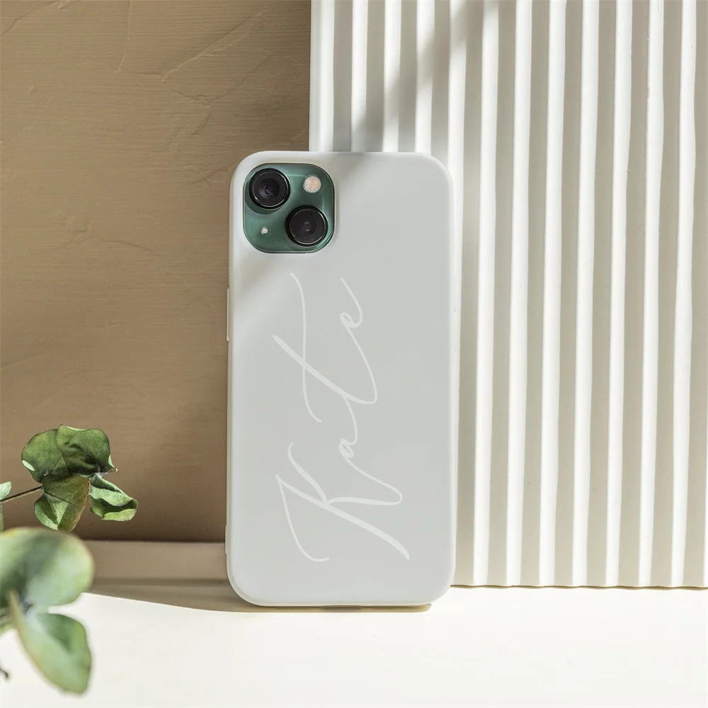 Subtle White Name Personalized iPhone Case DIY Custom Soft TPU cover for iPhone 15 14 13 12 Pro 11 7 8 X XS Max XR Phone Coque