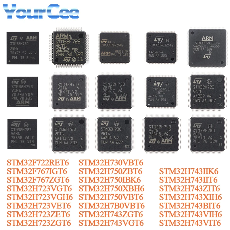 2pcs/1pc STM32F722RET6 STM32F722 STM32F722RET LQFP-64 ARM Cortex-M7 32-Bit Micro-Controller-MCU Chip STM32H743VIT6 STM32H723VGT6