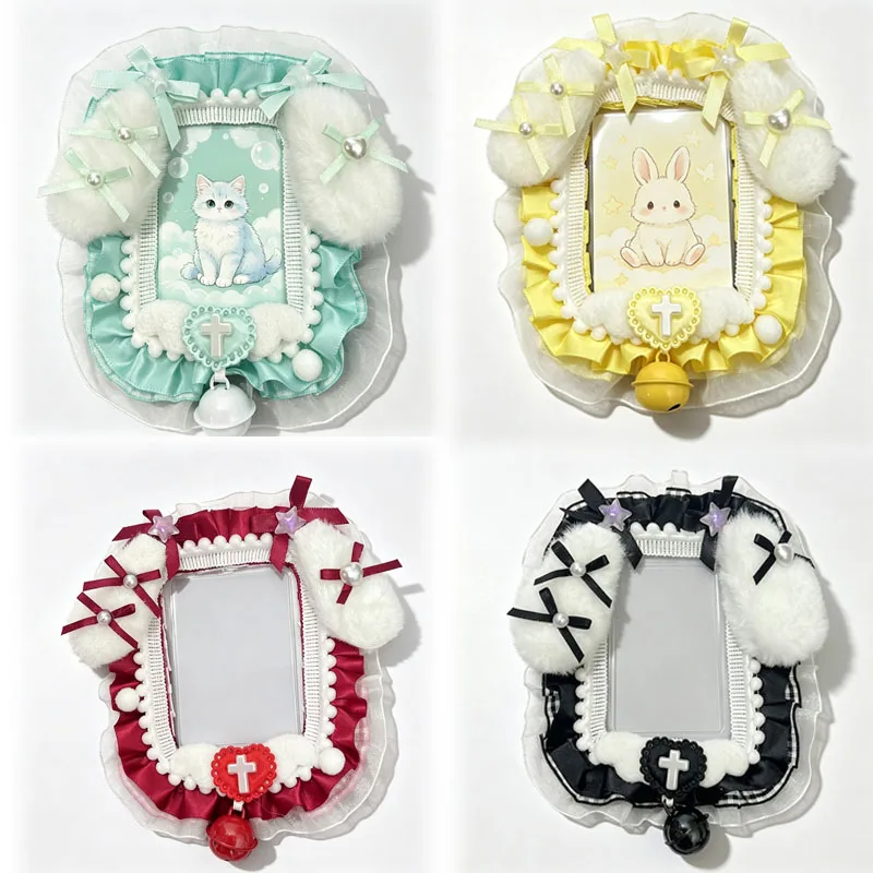Cute Lolita Card Holder Lace Kpop Photocard Sleeve Bag Pendant Decoration Idol Photo Frame Protector Case For 3 Inch Photocard