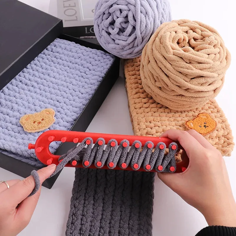 1 Set Scarf Knitter Rectangle DIY Handmade Knitting Loom Scarf Sweater Hat Shawl Stitching Knitter Handmade Craft Weaving Tool