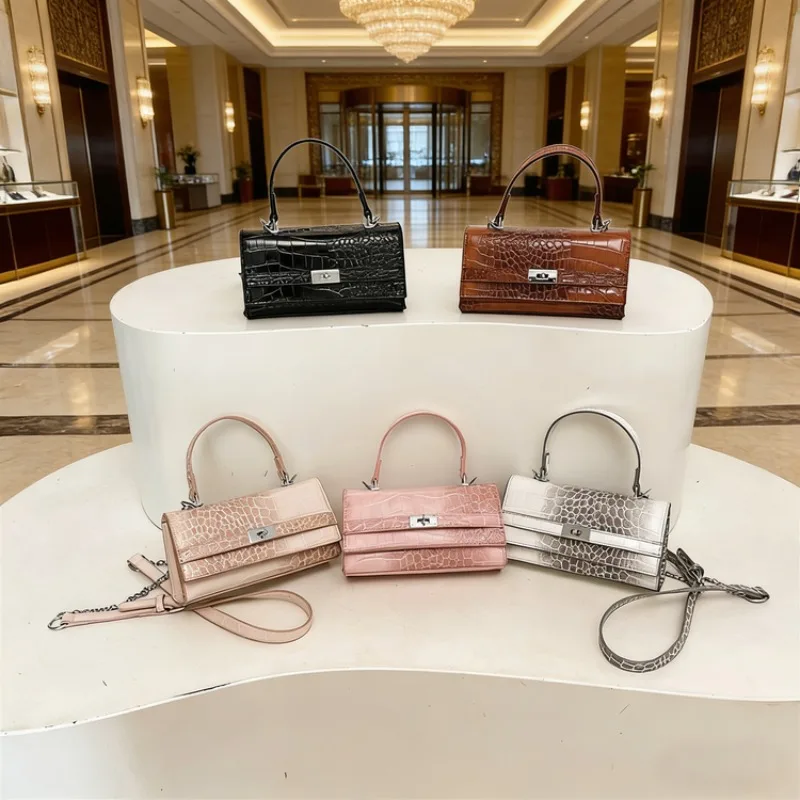 

Square Diaper Bag Ladies Satchel Handbag Textured Leather Original Retro Crossbody Shoulder Purse Designer