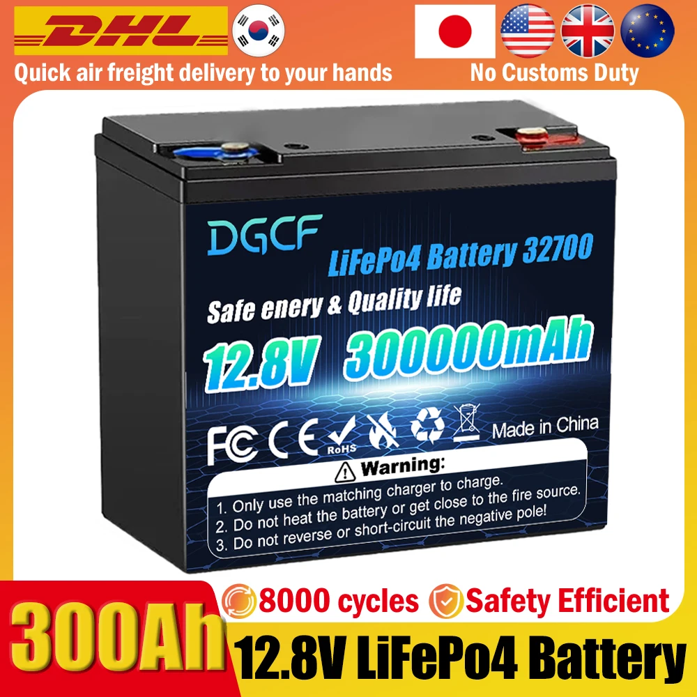 

100% New LiFePo4 12.8V 300Ah lithium iron phosphate battery Built-in 200A BMS,for Solar Marine Overland Off-Grid LiFePo4 Batte