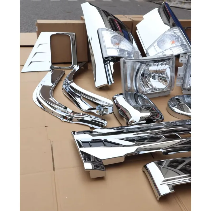 For Body Parts Chrome Set for NPR Truck Headlight Wheel Eyebrow Grill Mirror Headlamp Included