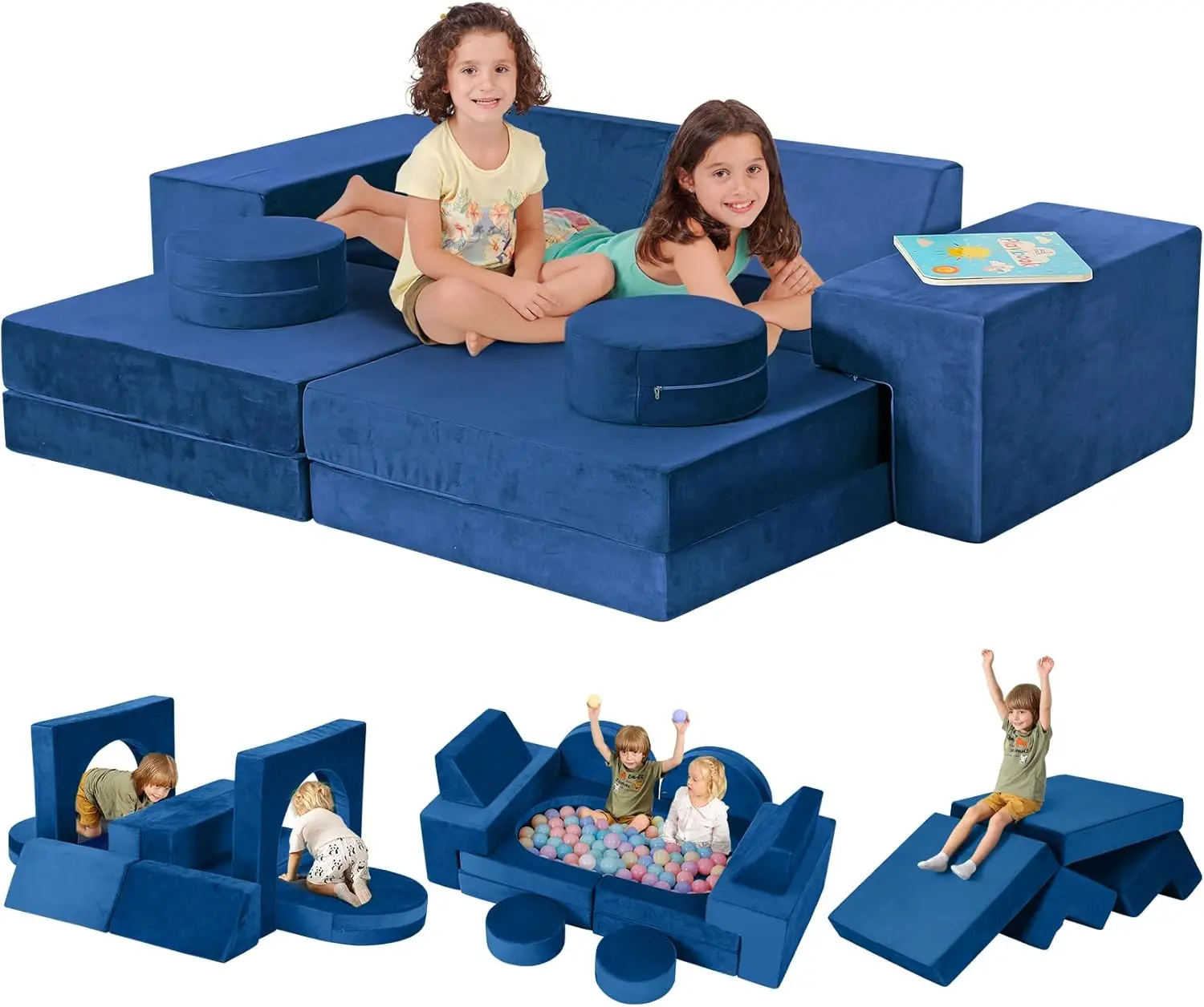 Sofa bermain anak-anak, K12 320 + sofa bermain busa konversi DIY untuk anak laki-laki & perempuan, ruang bangunan sofa permainan anak serbaguna