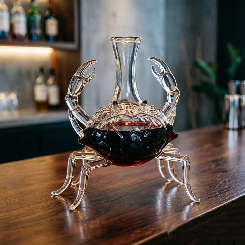 

Creative Crab Shape Glass Decanter for Whiskey Wine, Unique Animal Design Liquor Dispenser, Novelty Barware Gift for Men & Home