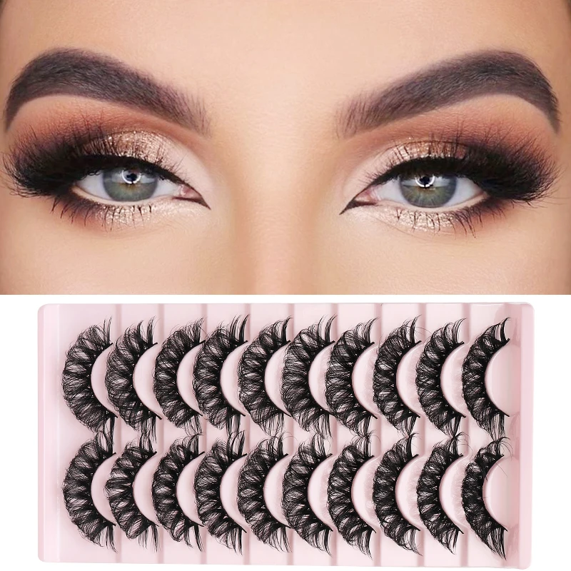10 Paar dramatische falsche Wimpern 10–23 mm russische falsche Wimpern flauschige dichte DD Curl große Curling-Bogen-Wimpernverlängerungen – Detail 3