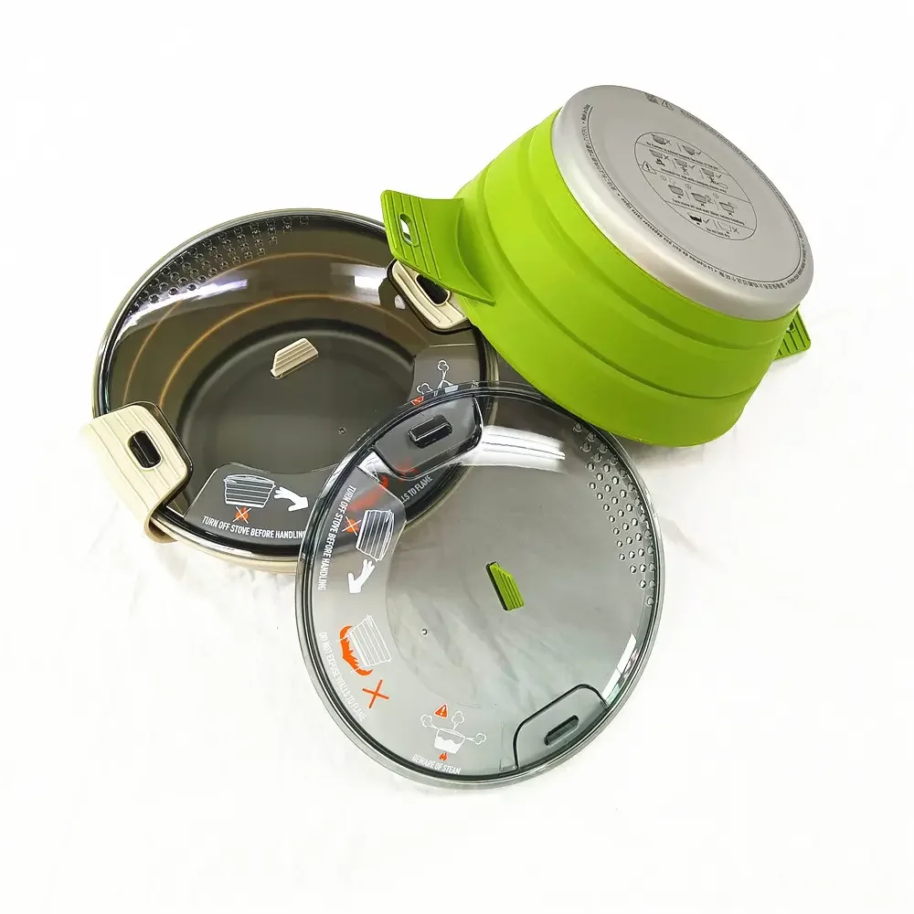 

Silicone collapsible camping cooker pot for travel or outdoor hiking