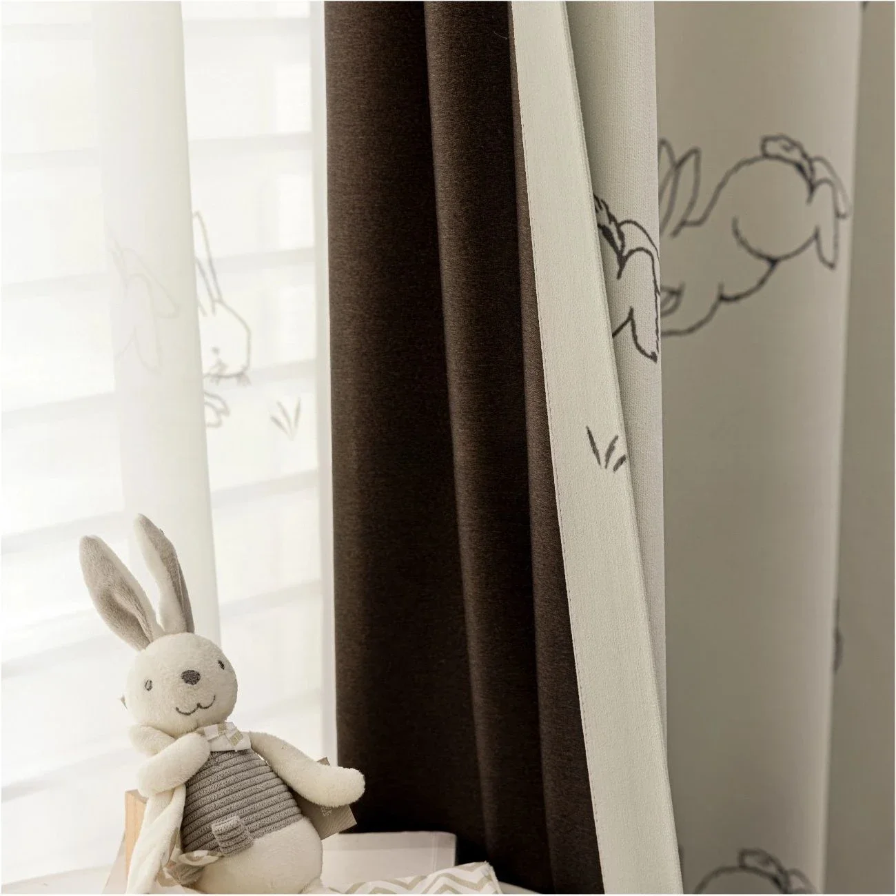 Children's Room Cartoon Rabbit Squirtle Snow Neil Curtains Custom Size Little Rabbit Float Window Curtains Window Screen Door
