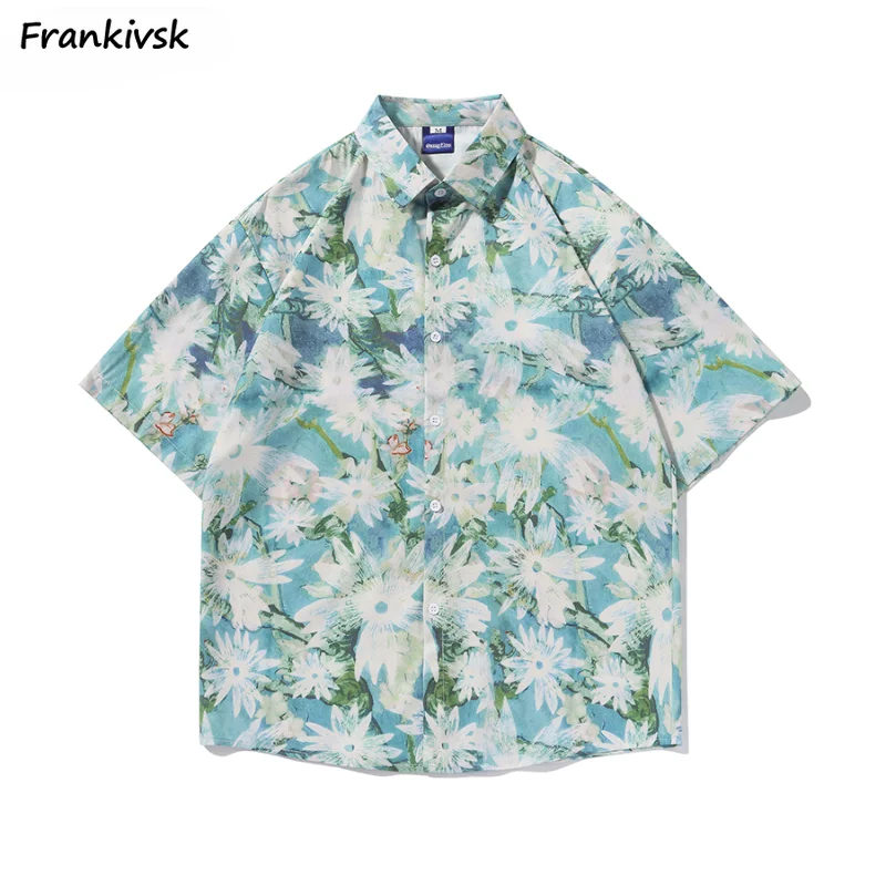 Floral Printed Women Shirts Personality Colorful Comfortable Beachwear Harajuku High Street New Creativity Loose Japanese Style