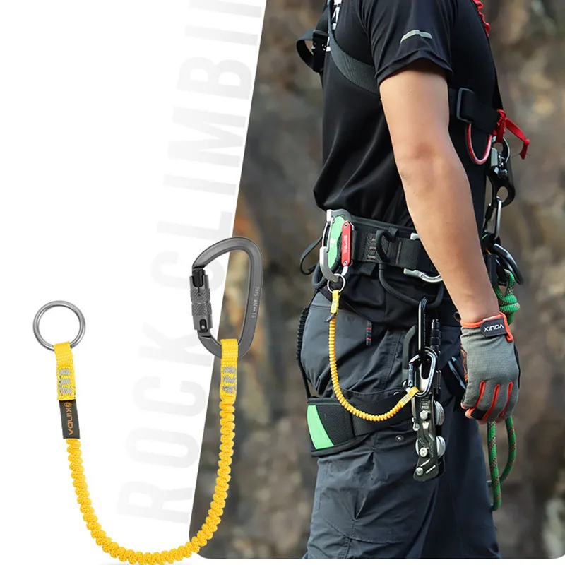 Outdoor Hanging Buckle Missing Rope Mountaineering Anti-Lost Rope High-Altitude Tool Anti-Fall Retractable Rope Harnesses