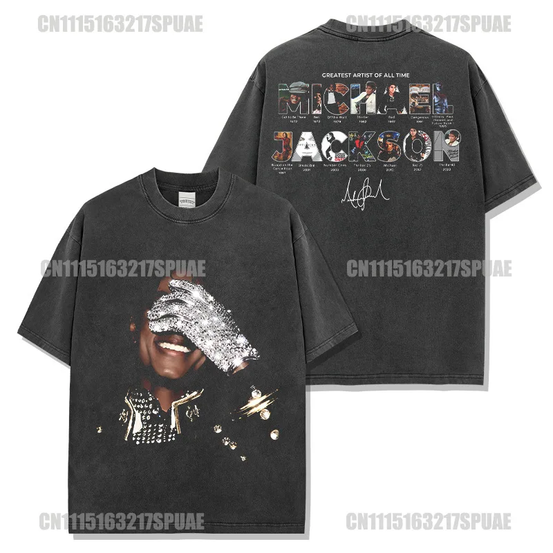 Michael Jackson commemorative printed short sleeved T-shirt, American high street vintage, loose and versatile, Hoodie man
