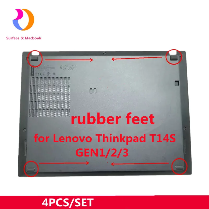4pcs/Set  New For Lenovo Thinkpad T14S Gen1 T14S Gen2 T14S Gen 3 Bottom Case Cover Rubber Feet Non-Slip Feet Strips