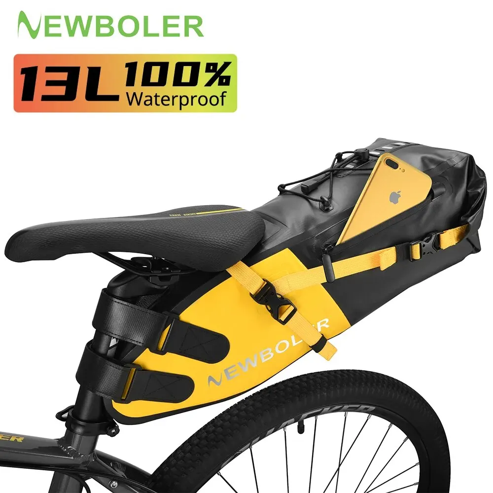 NEWBOLER Bike Bag Waterproof 13L Large Capacity Bicycle Saddle Bag Cycling Foldable Tail Rear Bag MTB Road Trunk Bikepacking