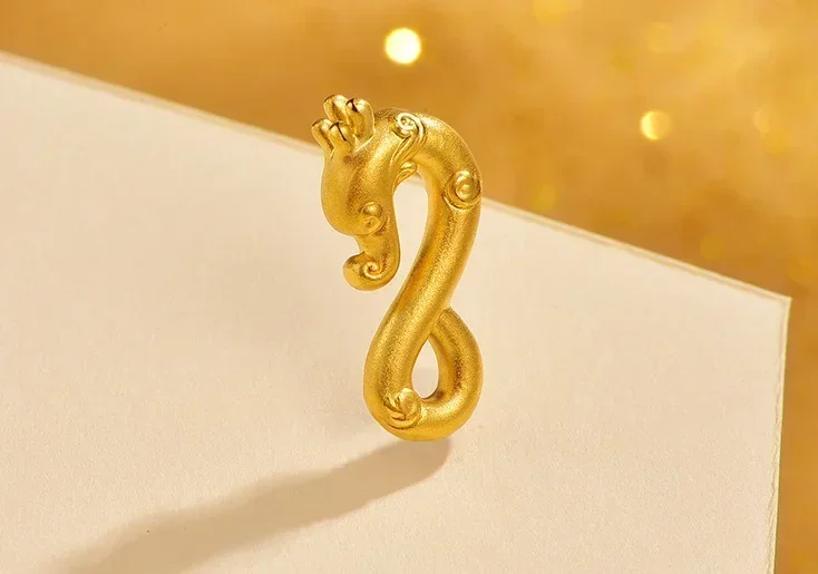 Eldorado Gold  2024 new arrival 24k pure gold dragon charms 999 real gold dragon hook fine gold charms bracelet