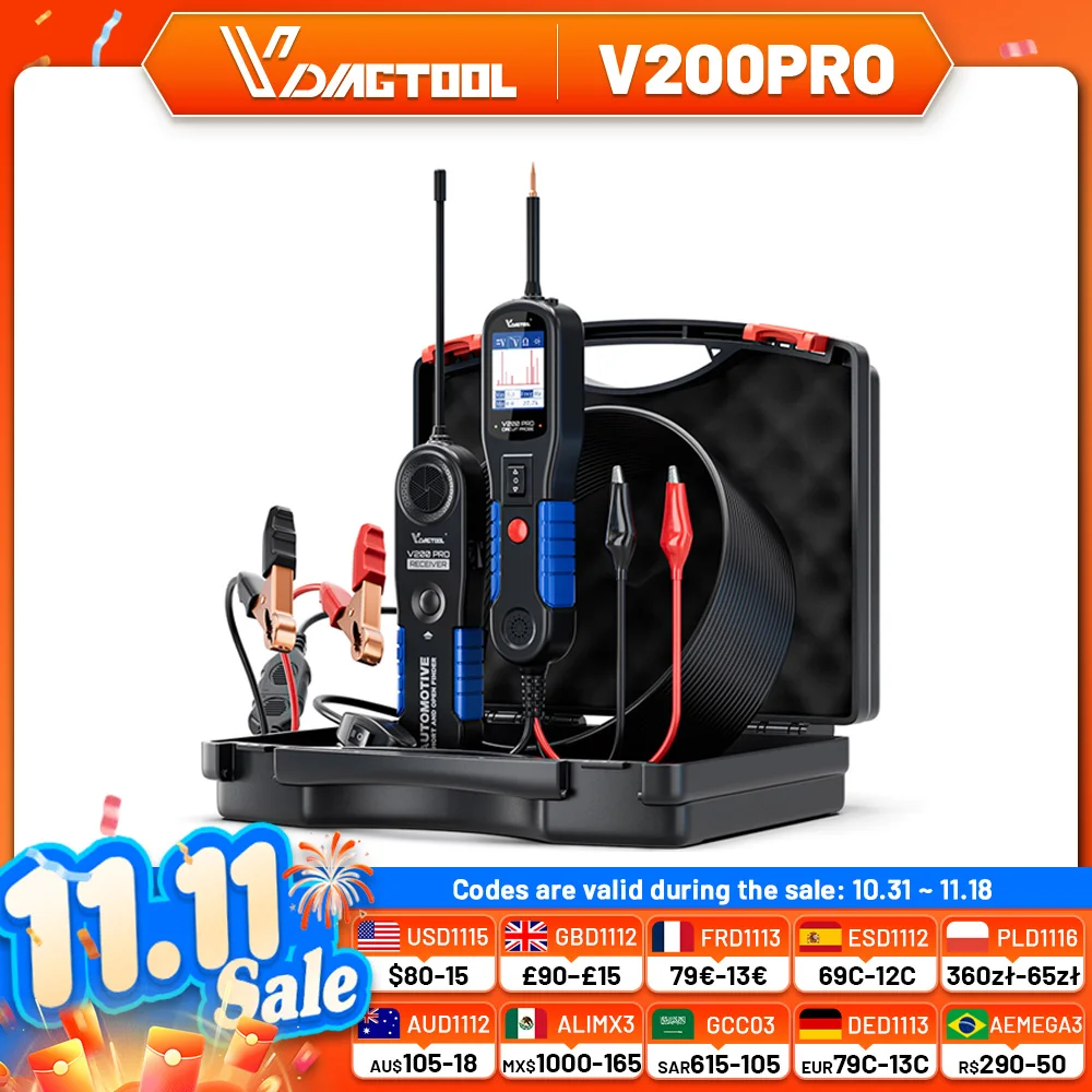 VDIAGTOOL V200PRO Circuit Probe Tester 12V/24V AC/DC Electrical Automotive Electrical System Breaker Finder