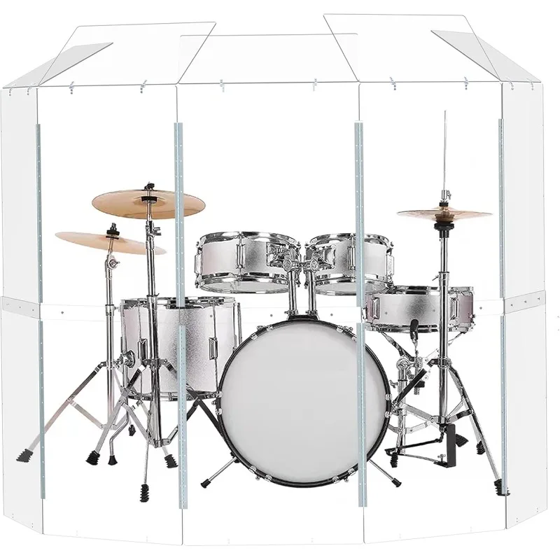 

d | Portable 5-Panel 2ft x5ft Acrylic Sound Barrier w/Deflectors | Converts to 2ftx6ft | Full-Length Stainless Steel H