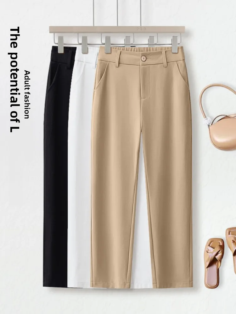 

Casual High Waist Straight Leg Suit Pants Women's Spring Autumn New Nine Points Slimming Smoke Tube Pants Professional Small ...