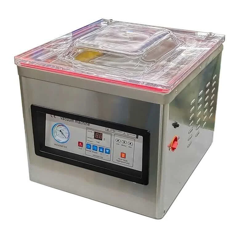 

Single Chamber Tabletop Vacuum Sealer, Mini Food Packaging Machine for Meat Fruit Rice Wet Food