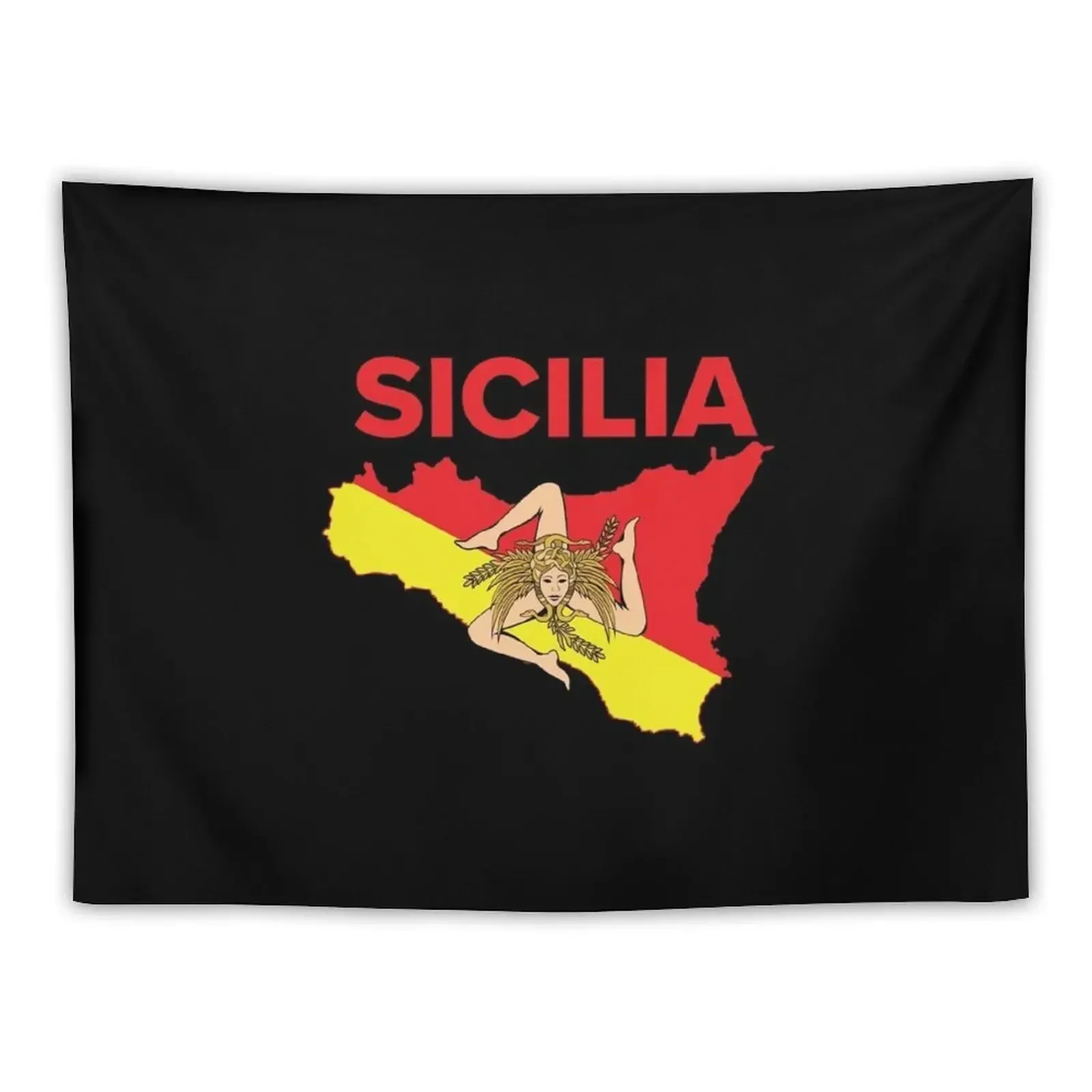 

Sicilian Pride - Map of Sicily Trinacria Tapestry Japanese Room Decor Bedroom Deco Tapestry