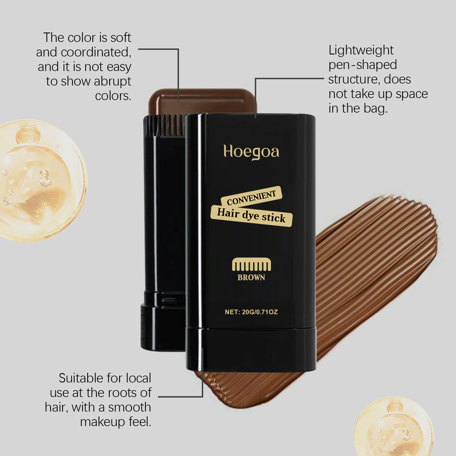 Hair Dye Stick Waterproof Quick Cover Gray White Hair Hairline Root Repair Black Brown Hair Natural  - usage example