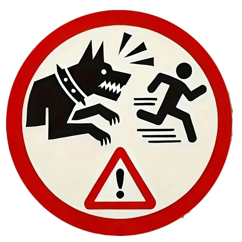 Custom Oem Glue Sticker 15cm Waterproof Round Aluminum Dog Attack Warning Sign Vintage Plaque for Yard Garden Kitchen