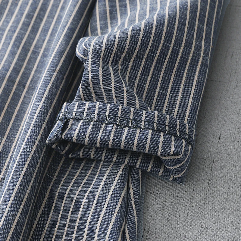 فستان نسائي مخطط جديد لربيع وخريف 2021 من NYFS رداء Ete فام Elbise فضفاض من القطن والكتان فستان قميص واحد الصدر