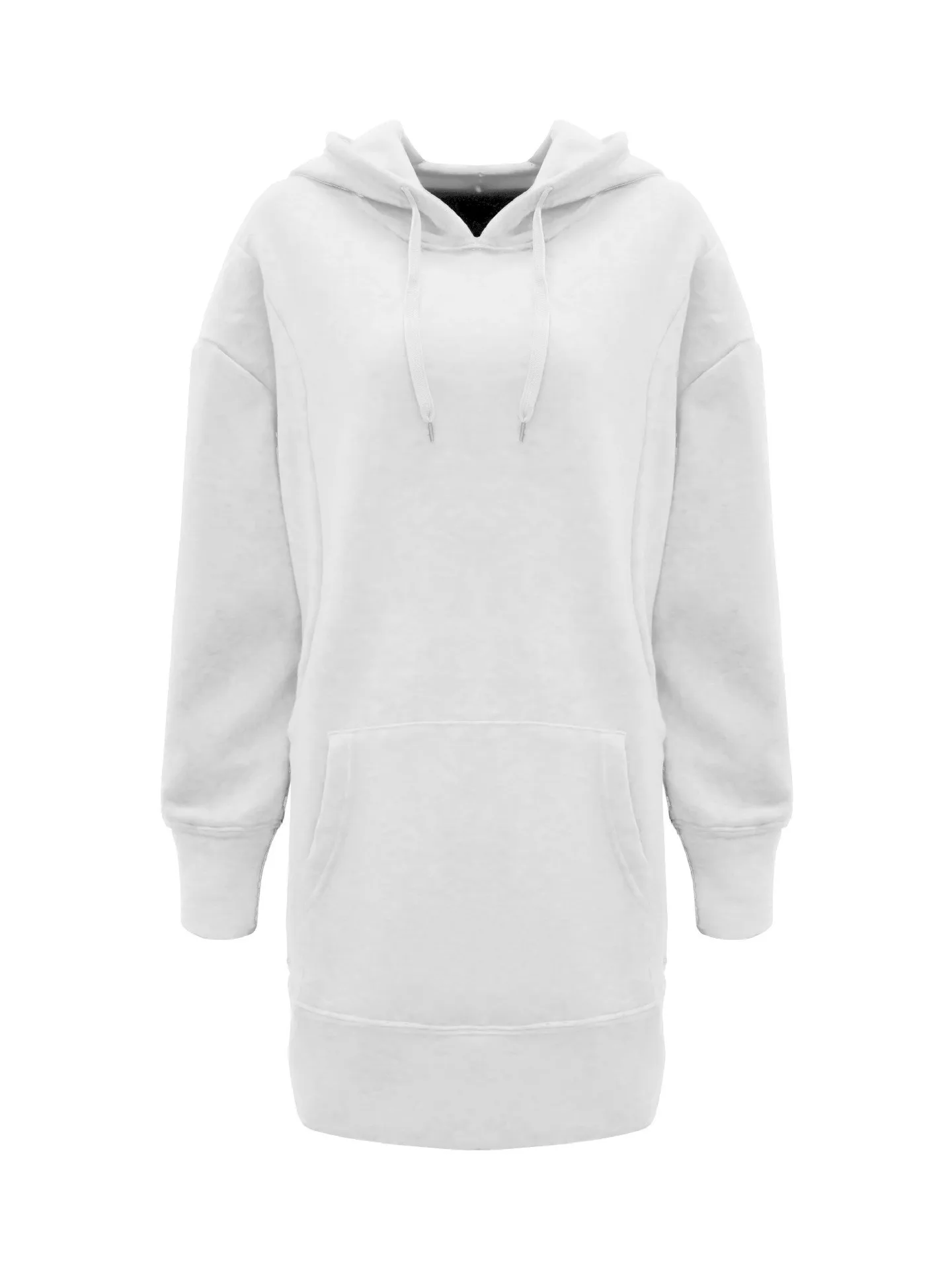 2024 Autumn and Winter Women's Top Solid Color Pullover Hooded Loose Fleece Sweatshirt