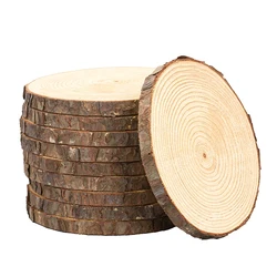 23-25cm Thick Natural Pine Round Unfinished Wood Slices Ellipse With Tree Bark Log Discs DIY Craft Wedding Party DIY Props 1-4pc