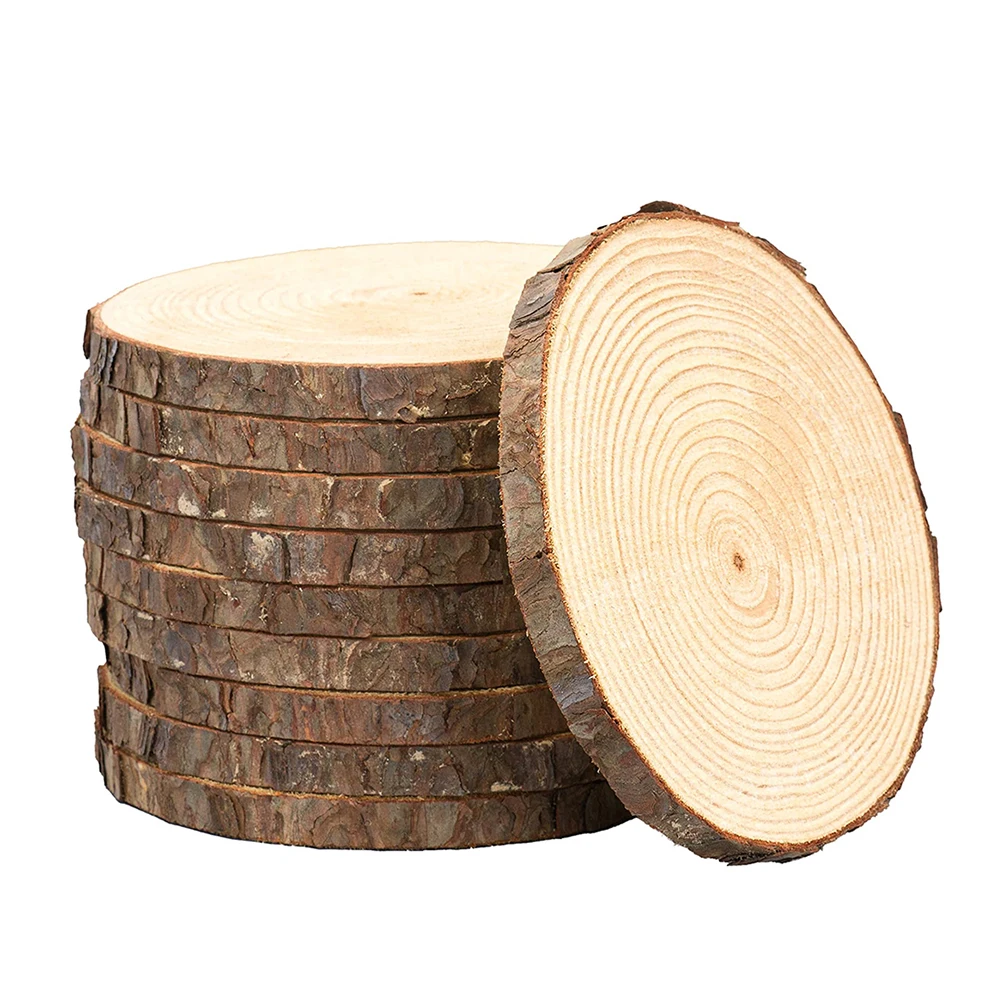 1/4pcs Natural Pine Round Wood Slices with Bark Size 23cm-25cm DIY Crafts Wedding Birthday Party Home DIY Decorations Supplies