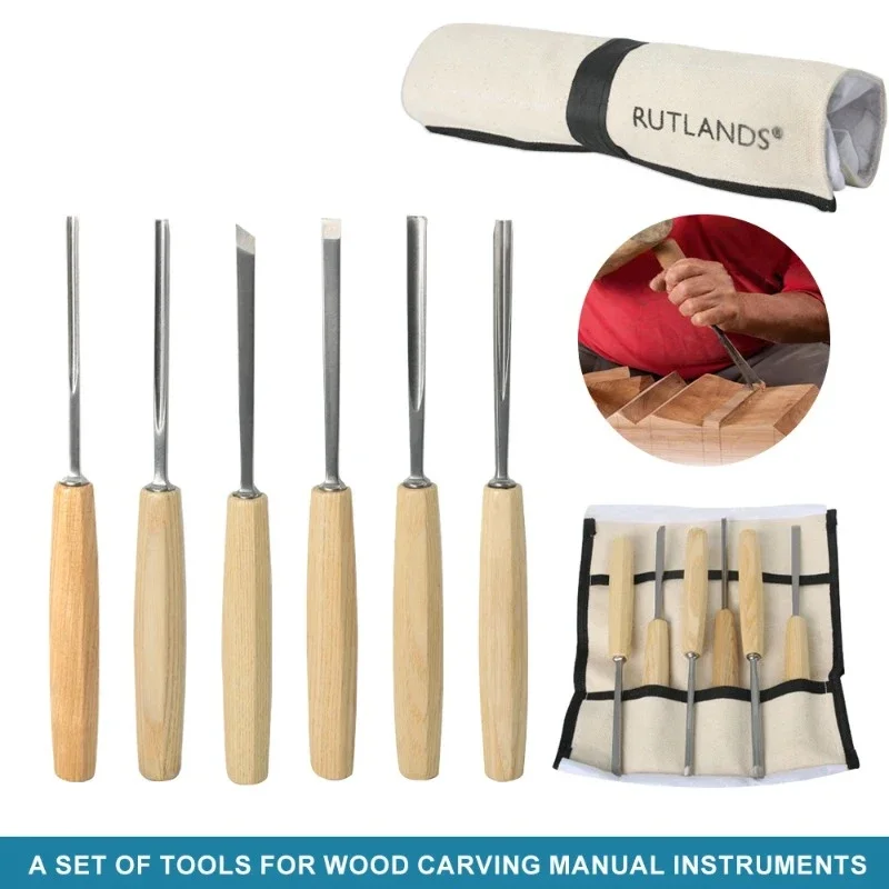 

Woodworking Carving Chisel Kit 6Pcs HSS Wood Chisels Set Professional Chisels with Beech Handles Ergonomic Wood Carving Tools