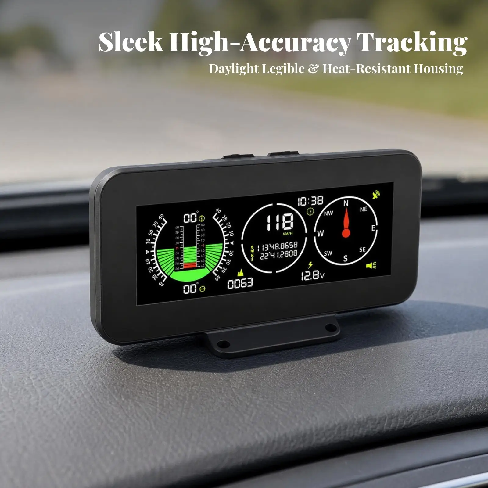 Heads Up Display for Car GPS Speed Monitor Vehicle Dashboard Accessory with Compass Direction Coordinates Power Alert Car