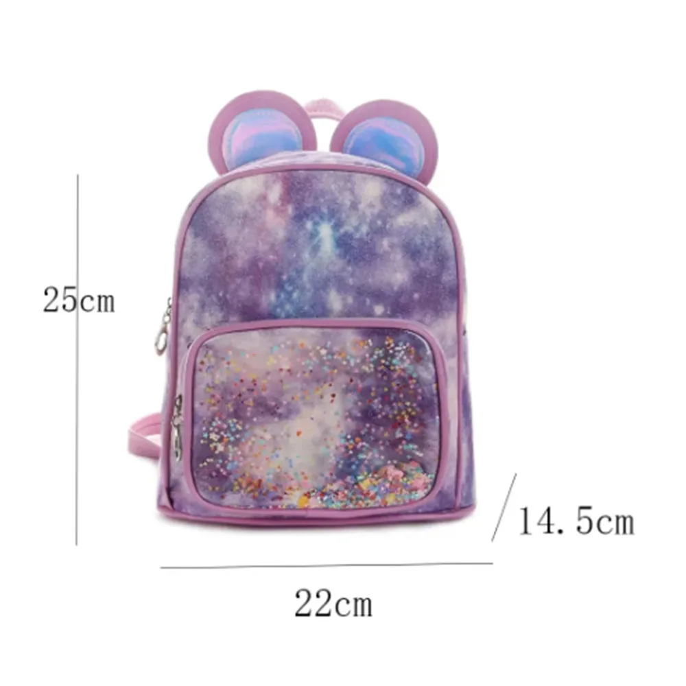 New Arrival Personalized Name Starry Sky Backpacks Student's Cartoon Quicksand Girls Backpack Casual Kindergarten Schoolbags