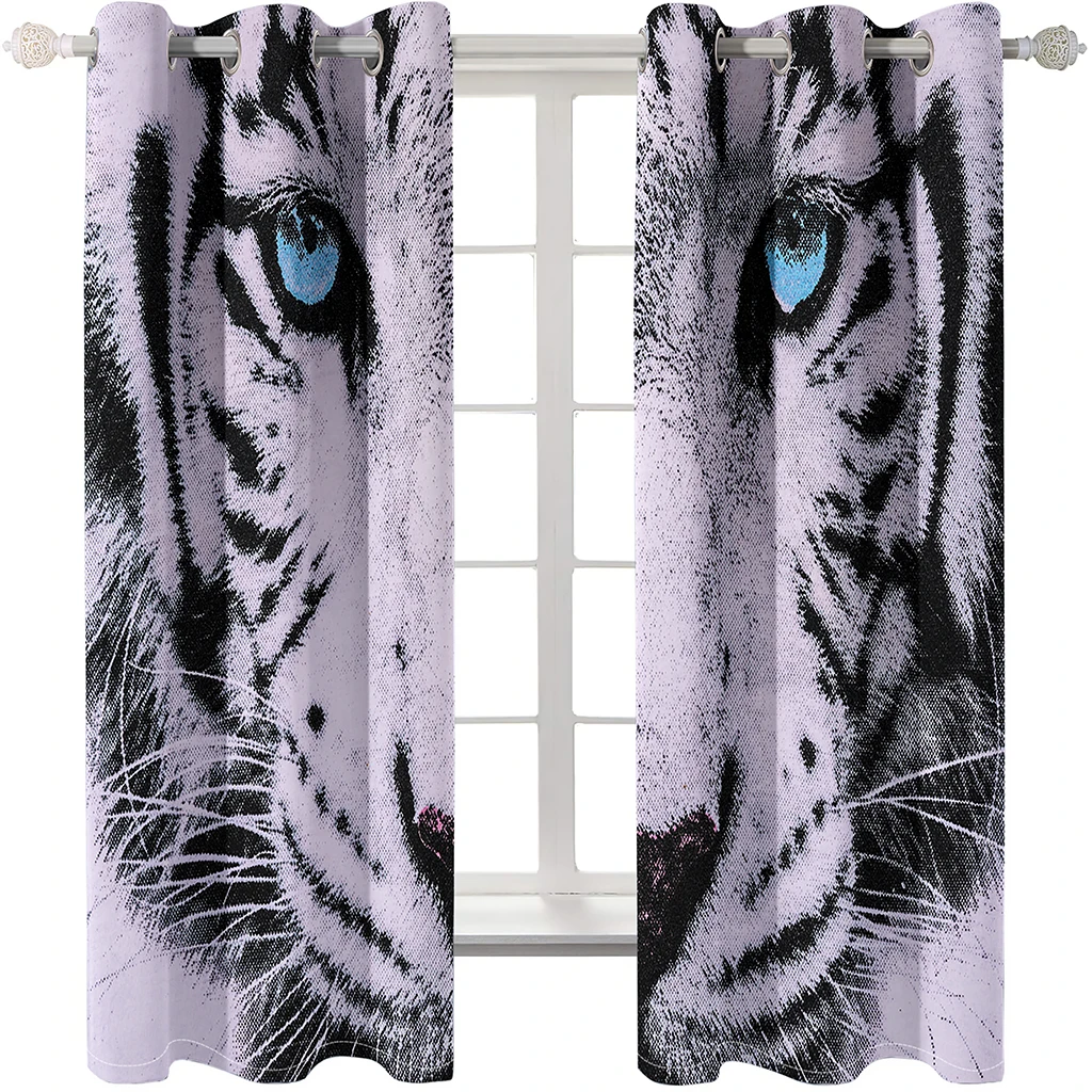 Modern Home Decoration Blackout 3D Curtain stereoscopic lifelike grey tiger curtains 3d stereoscopic curtains